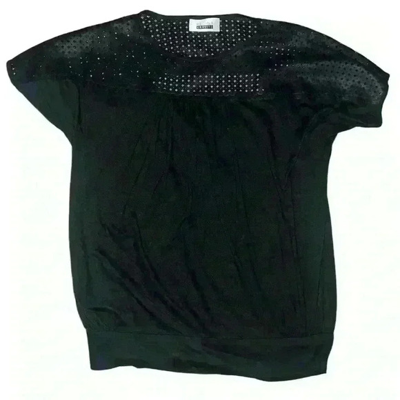 REGINA KRAVITZ Sz L Open Back Short Sleeve Crew Neck Minimalist Monochrome - Picture 1 of 5